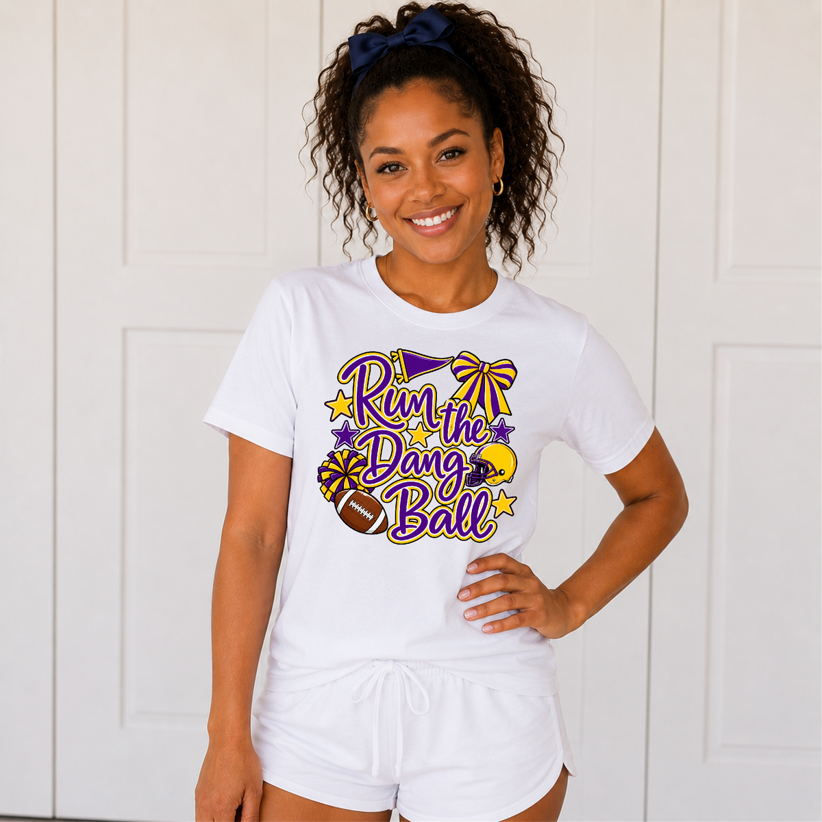 Run the Dang Ball Football Purple & Gold Graphic Tee