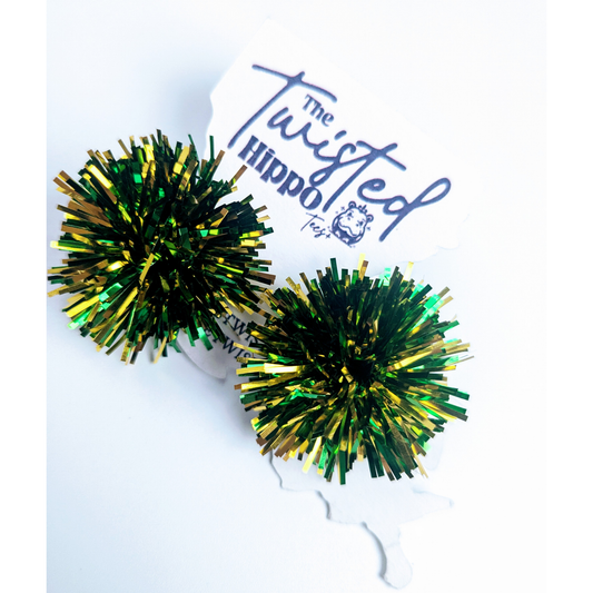Green & Gold Tinsel Earrings | Stud Earrings | St. Patrick's Day