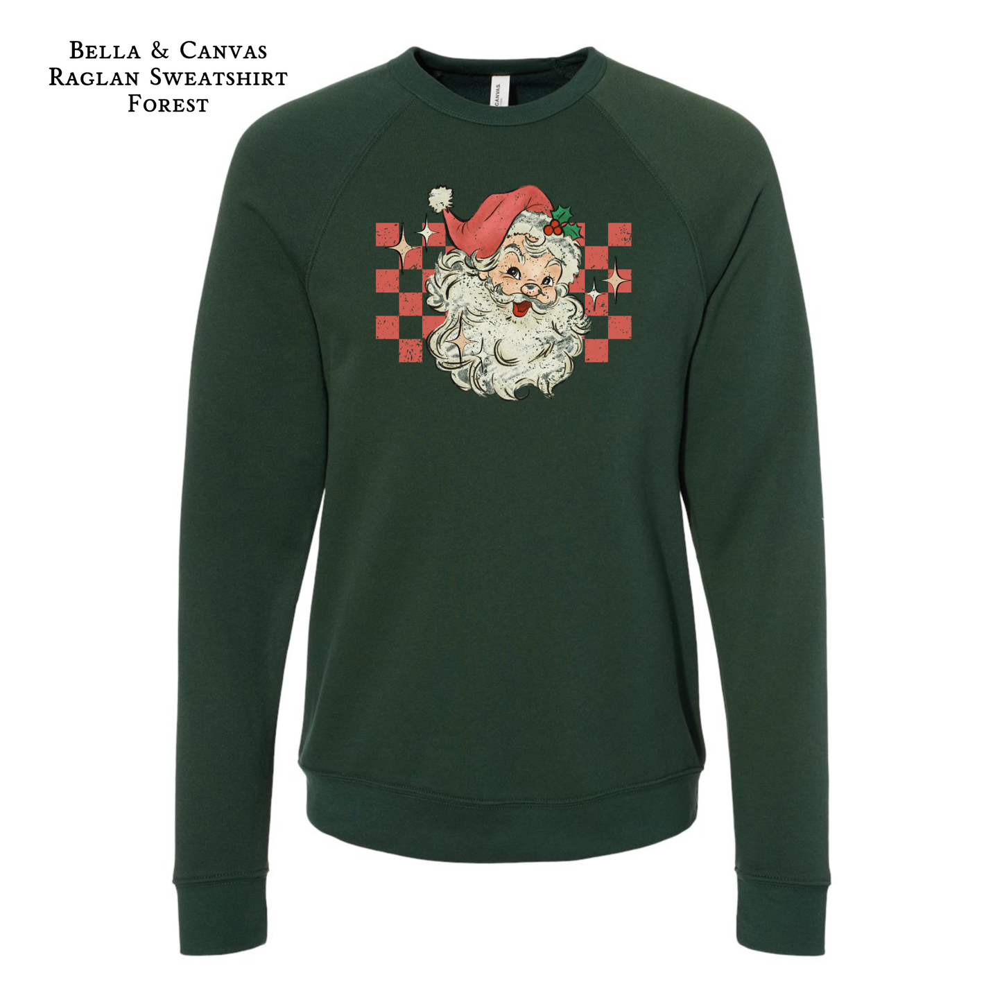 Vintage Santa checkerboard holiday raglan sweatshirt The Twisted Hippo