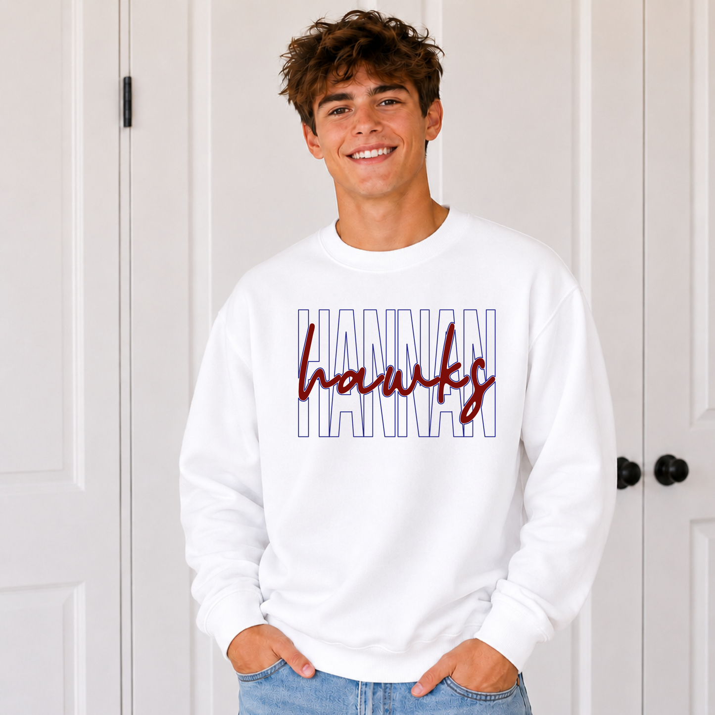 Hannan Hawks Script Font Sweatshirt