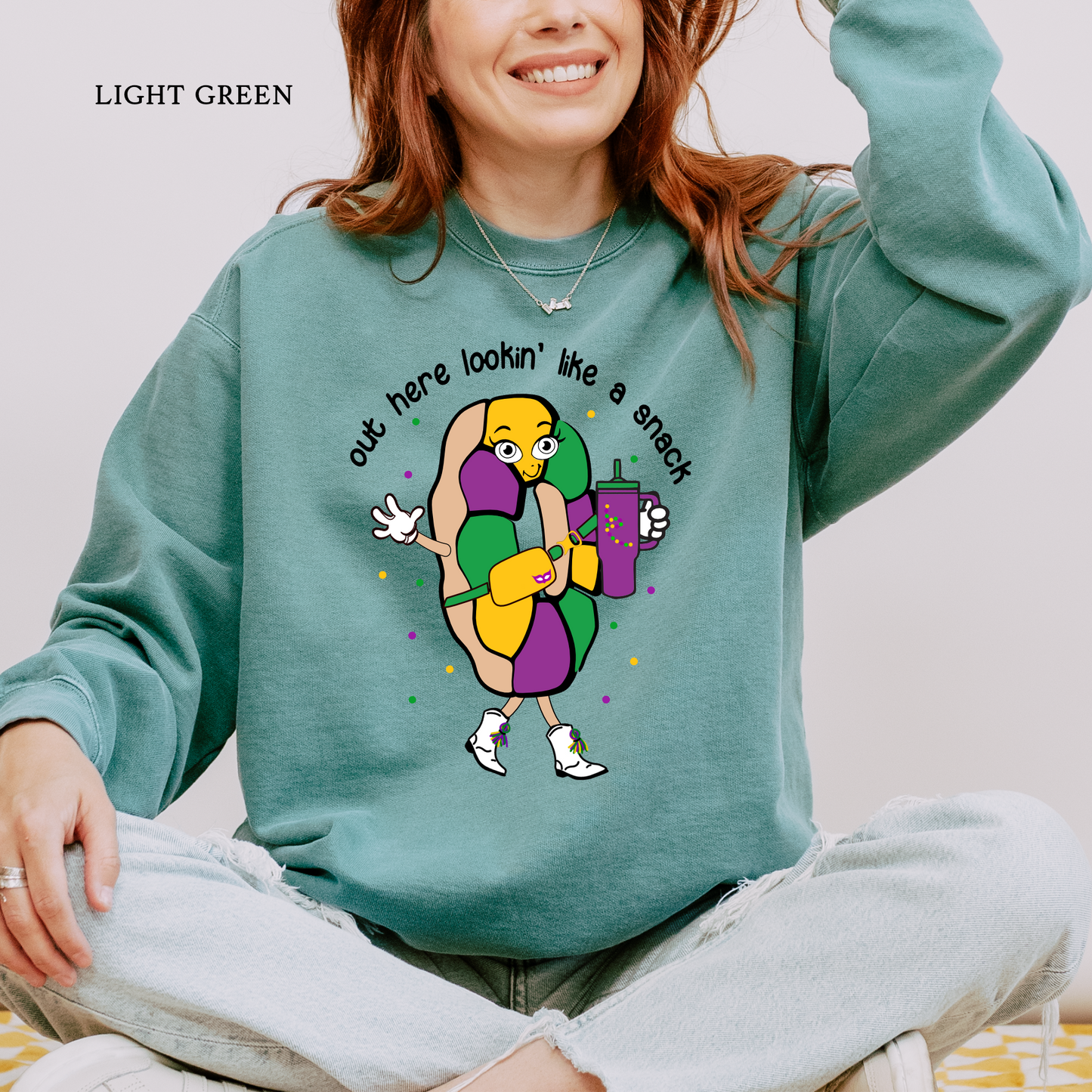 Out Here Looking Like A Snack | King Cake | Mardi Gras | Comfort Colors Sweatshirt