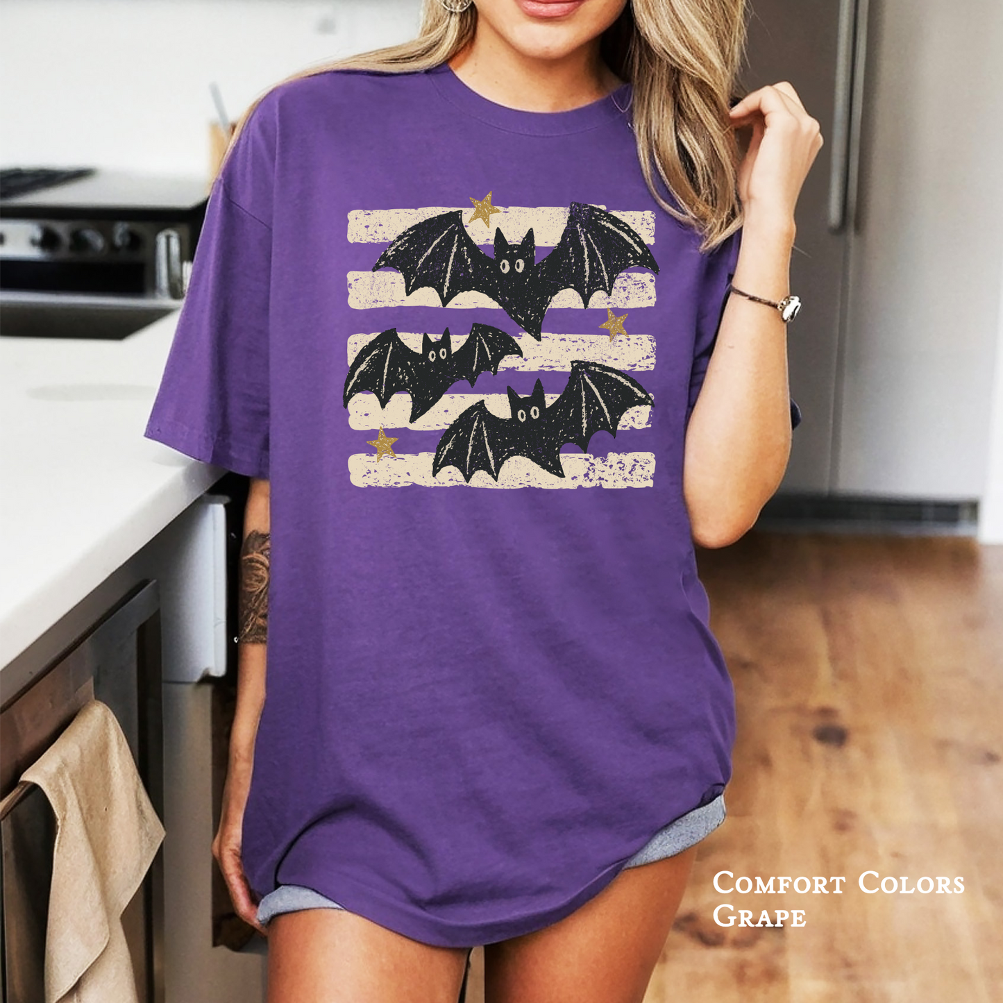 Retro Striped Bats Halloween Shirt