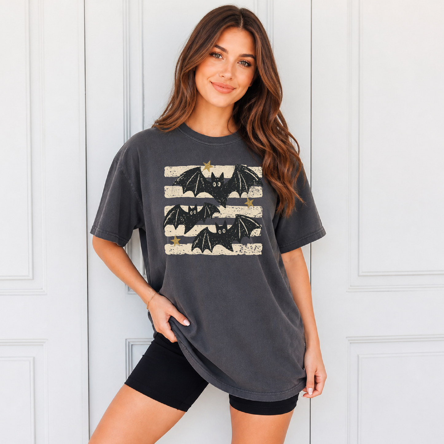 Retro Striped Bats Halloween Shirt