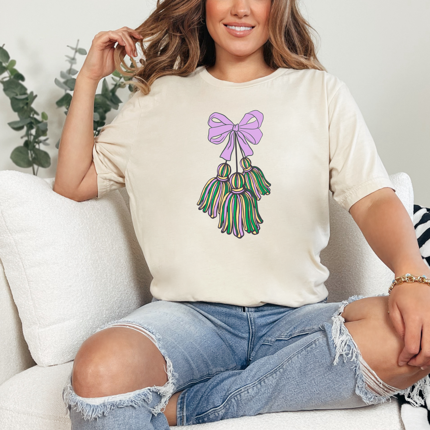 Louisiana Mardi Gras tassels adult t-shirt