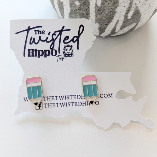 Pencil-shaped stud earrings for teacher appreciation gift

