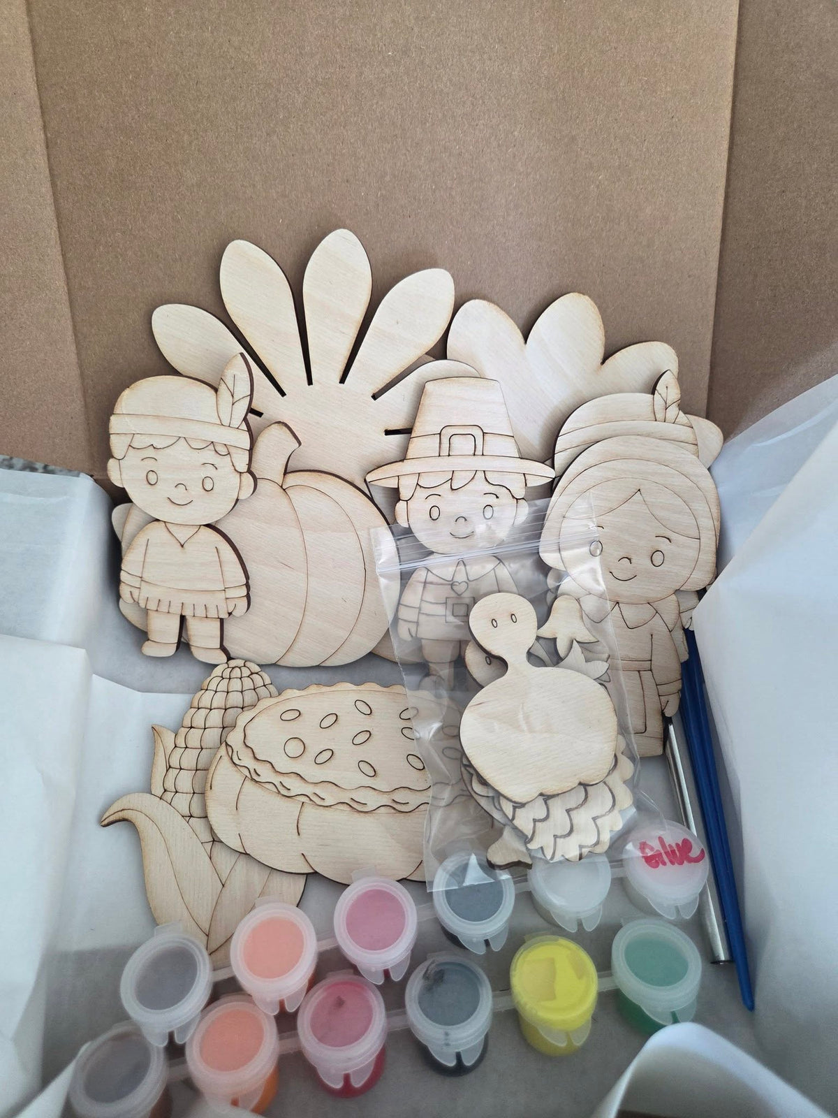 Thanksgiving Craft Kit for Kids - Paint-Your-Own Wooden Turkeys