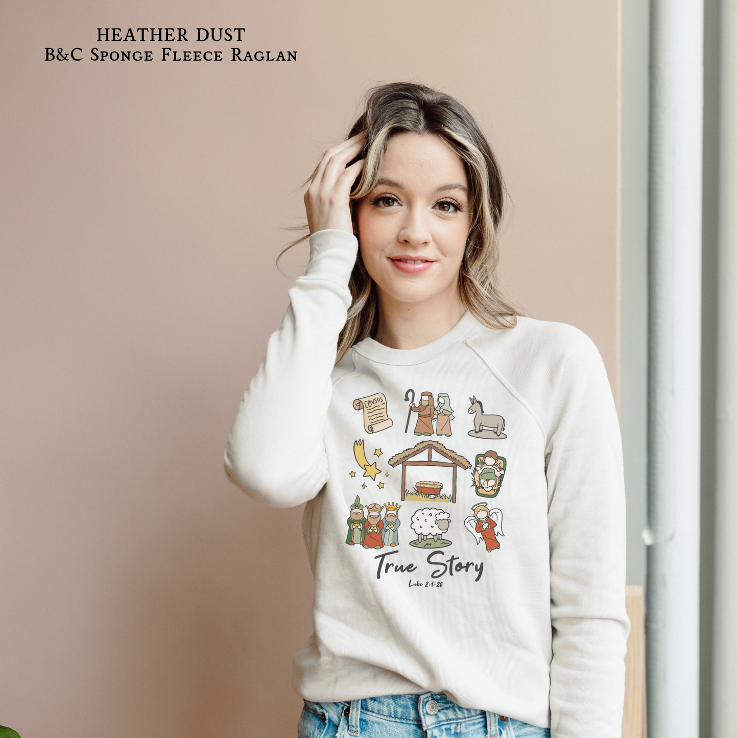 True Story Scene | Christian Christmas | Raglan Sweatshirt