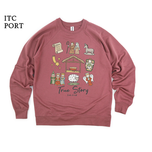 True Story Scene | Christian Christmas | Raglan Sweatshirt