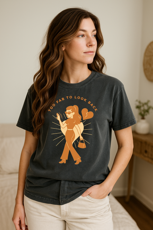 Model wearing "Too Fab to Look Back" Confidence Shirt in Pepper color

