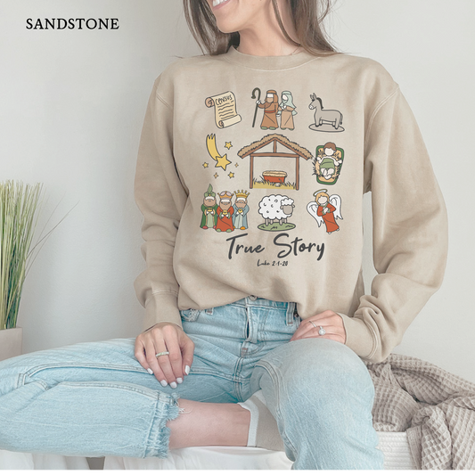 True Story | Nativity Scene | Christmas Independent Trading Comp. Sweatshirts
