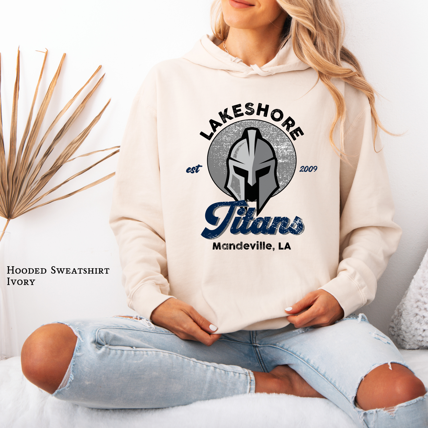 Gladiator helmet design on unisex hooded sweatshirt