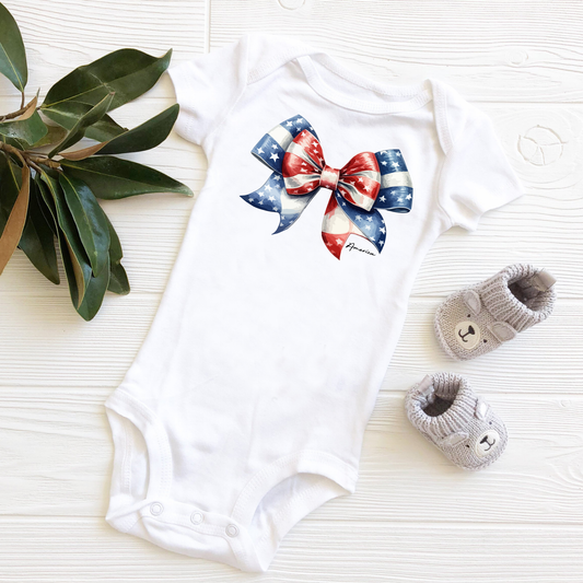 Patriotic Bow | America | July 4th  | Infant Bodysuit