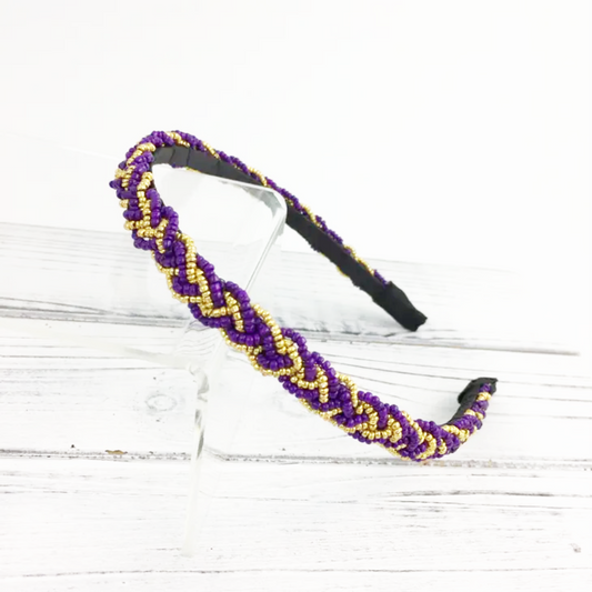 Small thin Purple & Gold Braided Headband