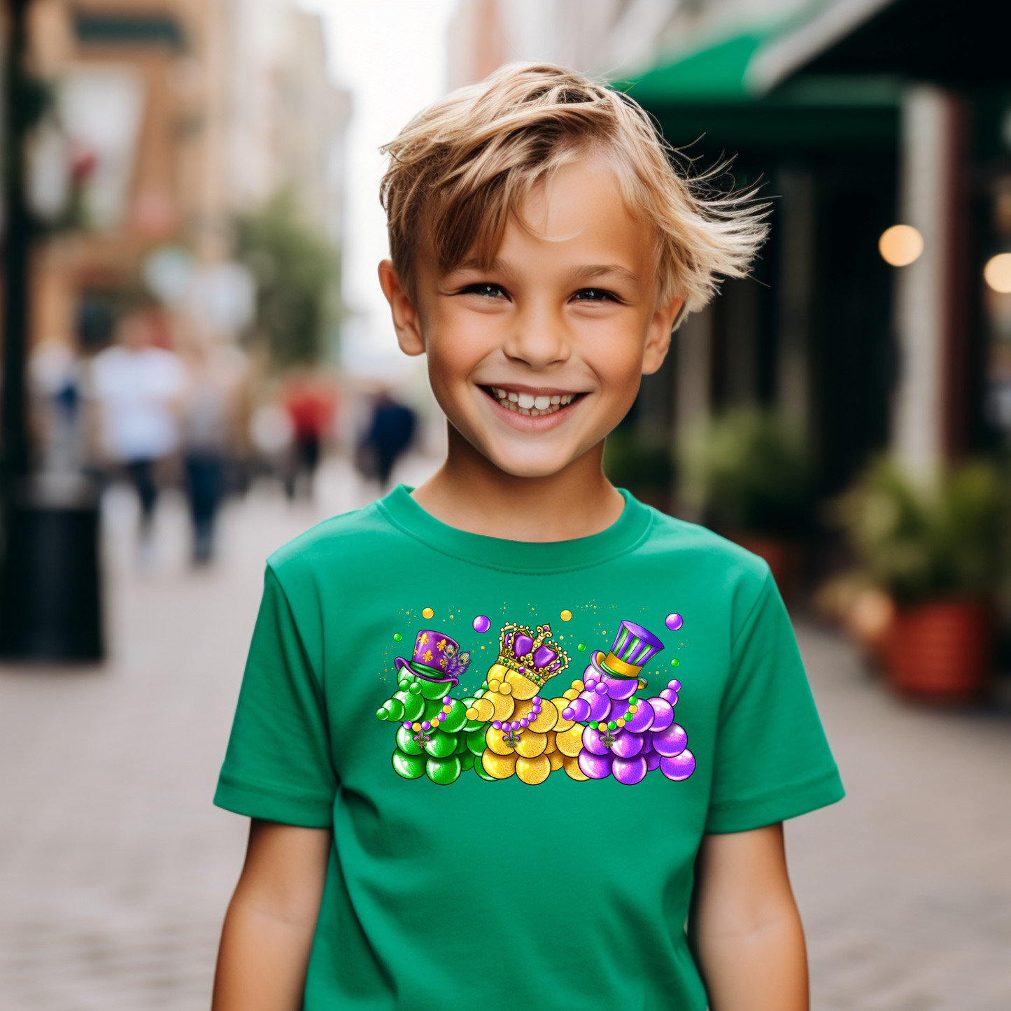Kids Mardi Gras Beaded Dogs Shirt – Carnival Parade T-Shirt
