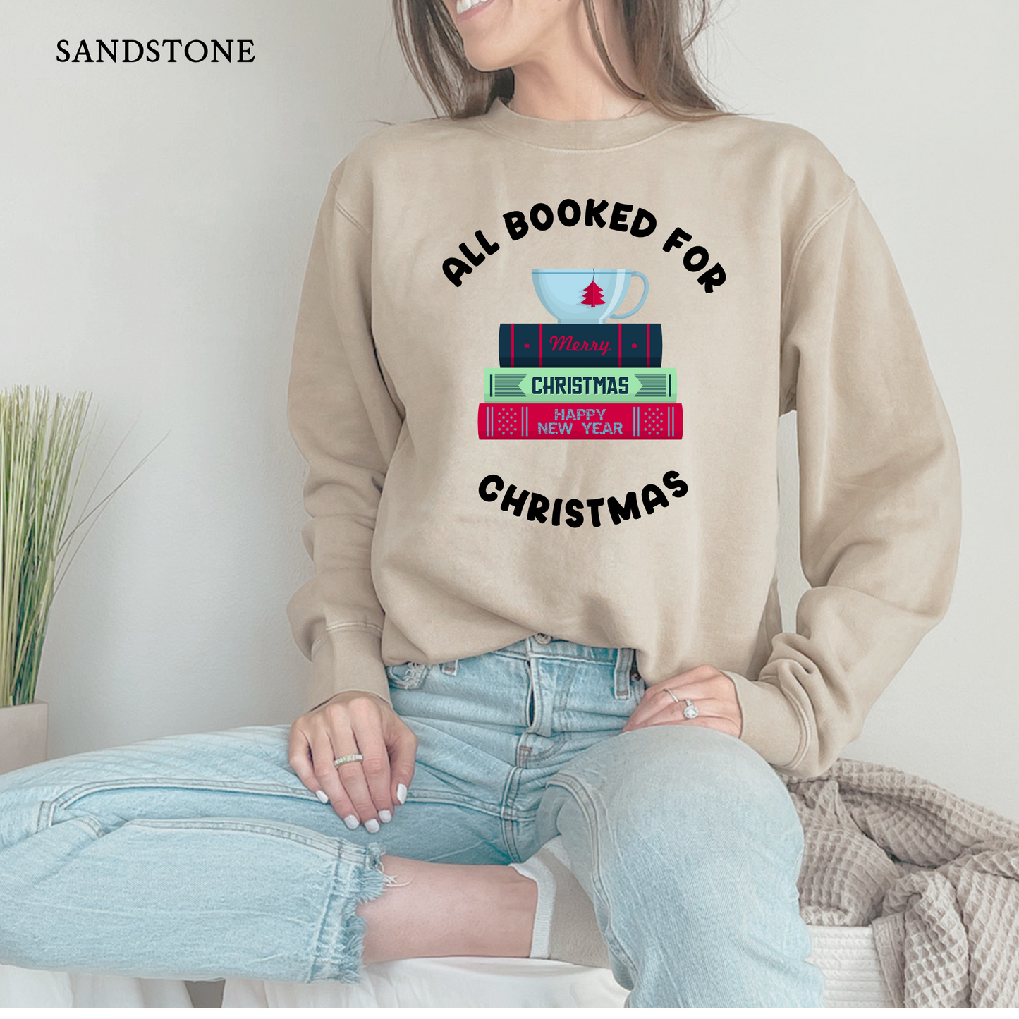 All Booked for Christmas | Christmas Independent Trading Comp. Sweatshirts