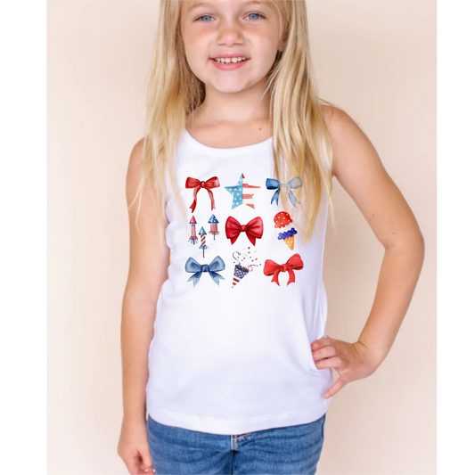Patriotic Coquette Bows | Toddler & Youth | Tank Top | July 4th