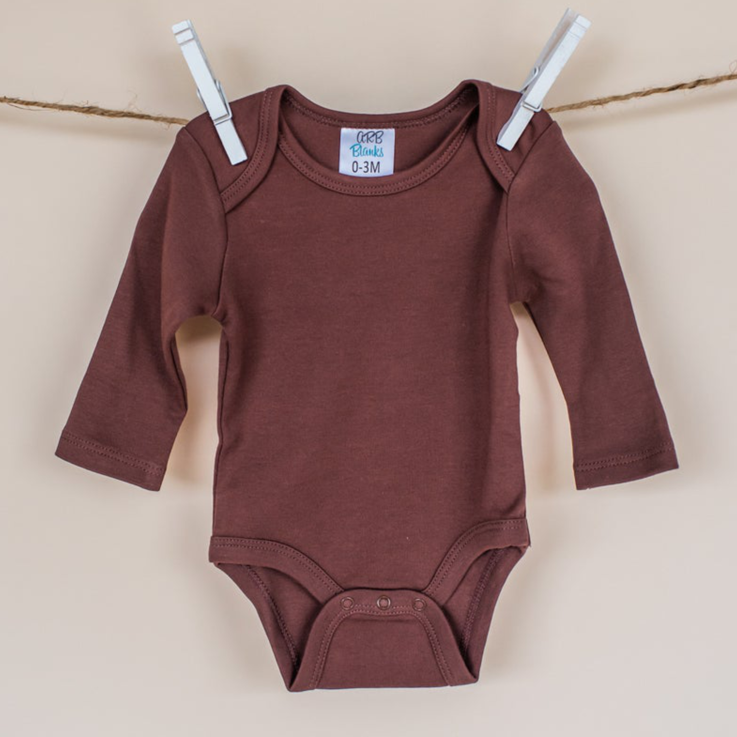 Brown Long Sleeve Lap Shoulder Unisex Infant Bodysuit