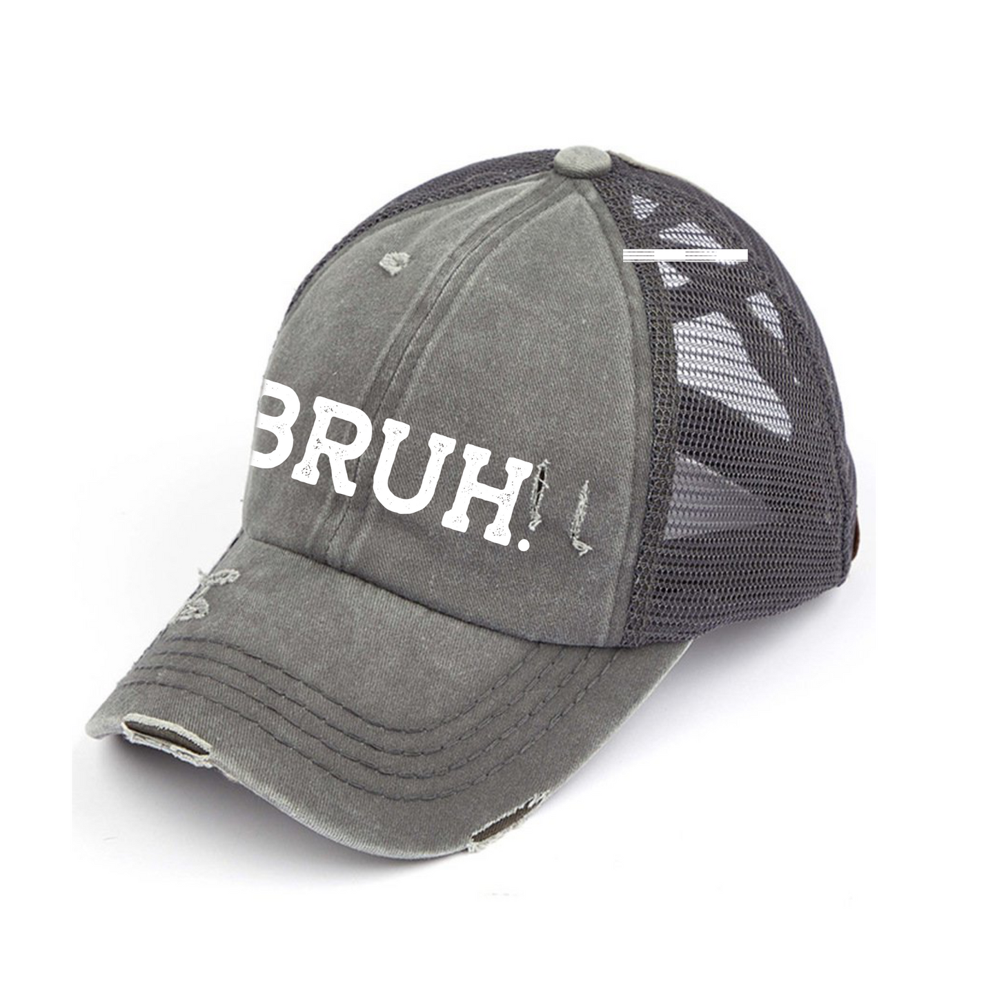 Bruh Criss Cross Hat - Red, Mint & Charcoal