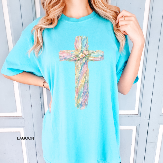 Brushstroke cross Easter T-shirt Christian faith graphic tee
