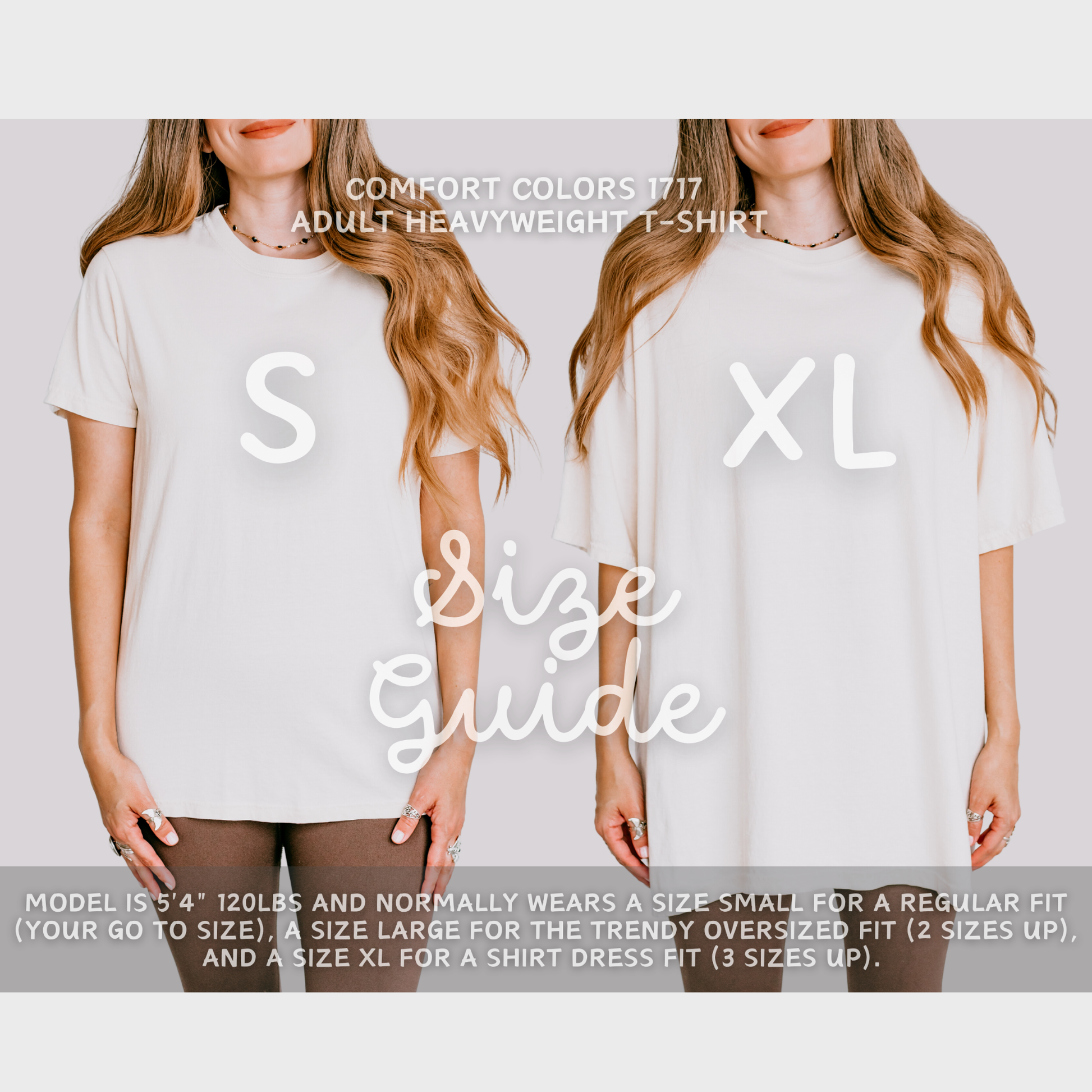 Comfort Colors Size Guide for an oversized fit