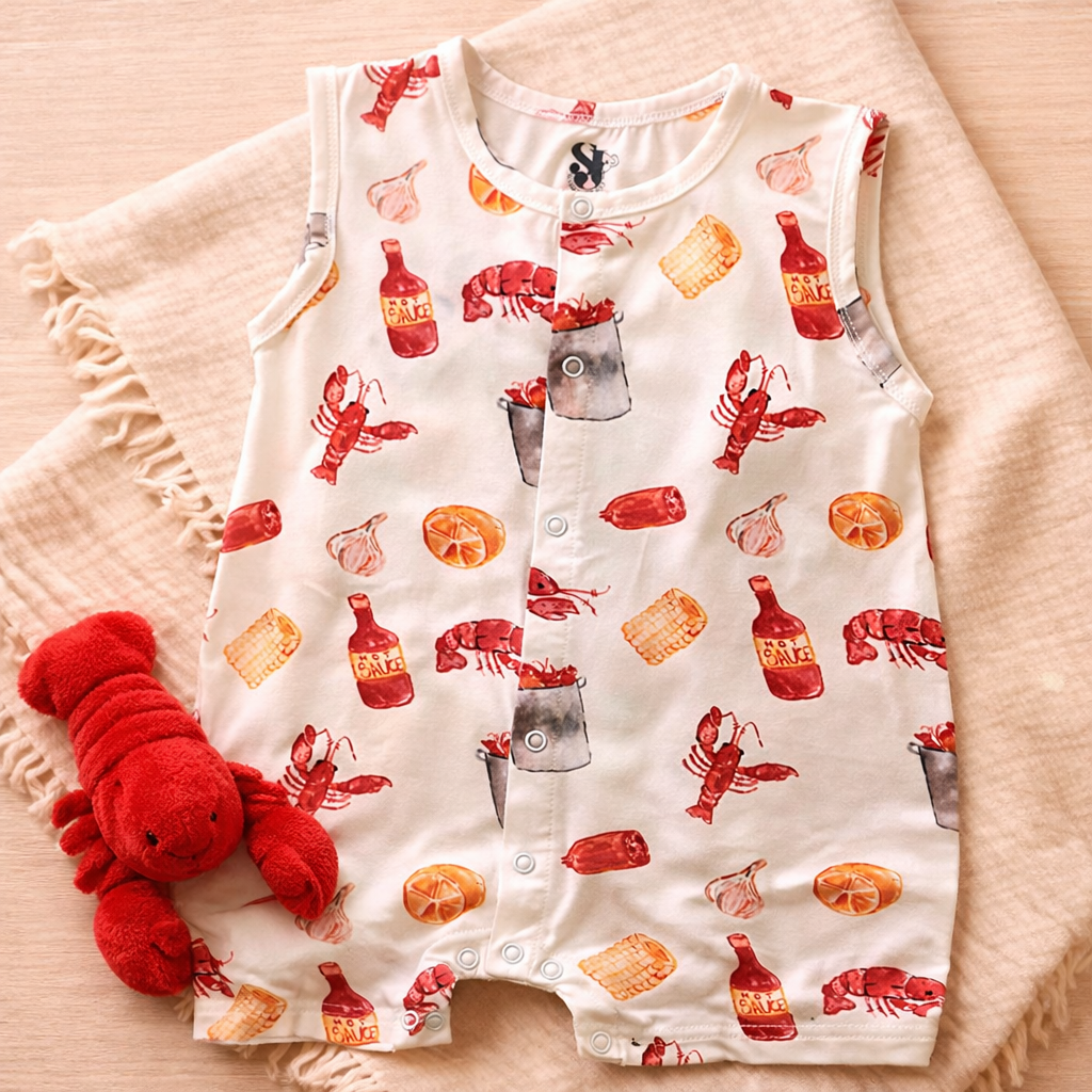 louisiana crawfish toddler outfit sleeveless romper
