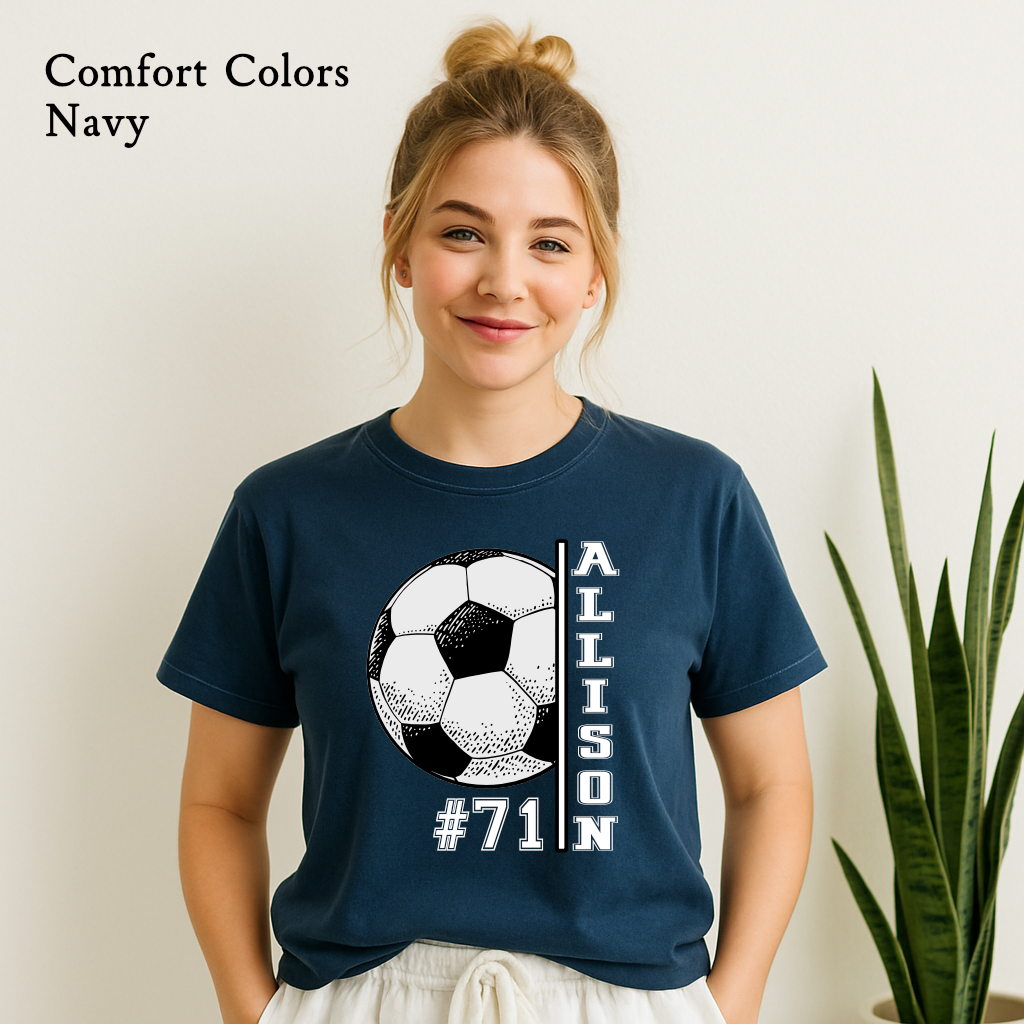 Custom Name and Number Soccer T-Shirt Personalized Player Tee