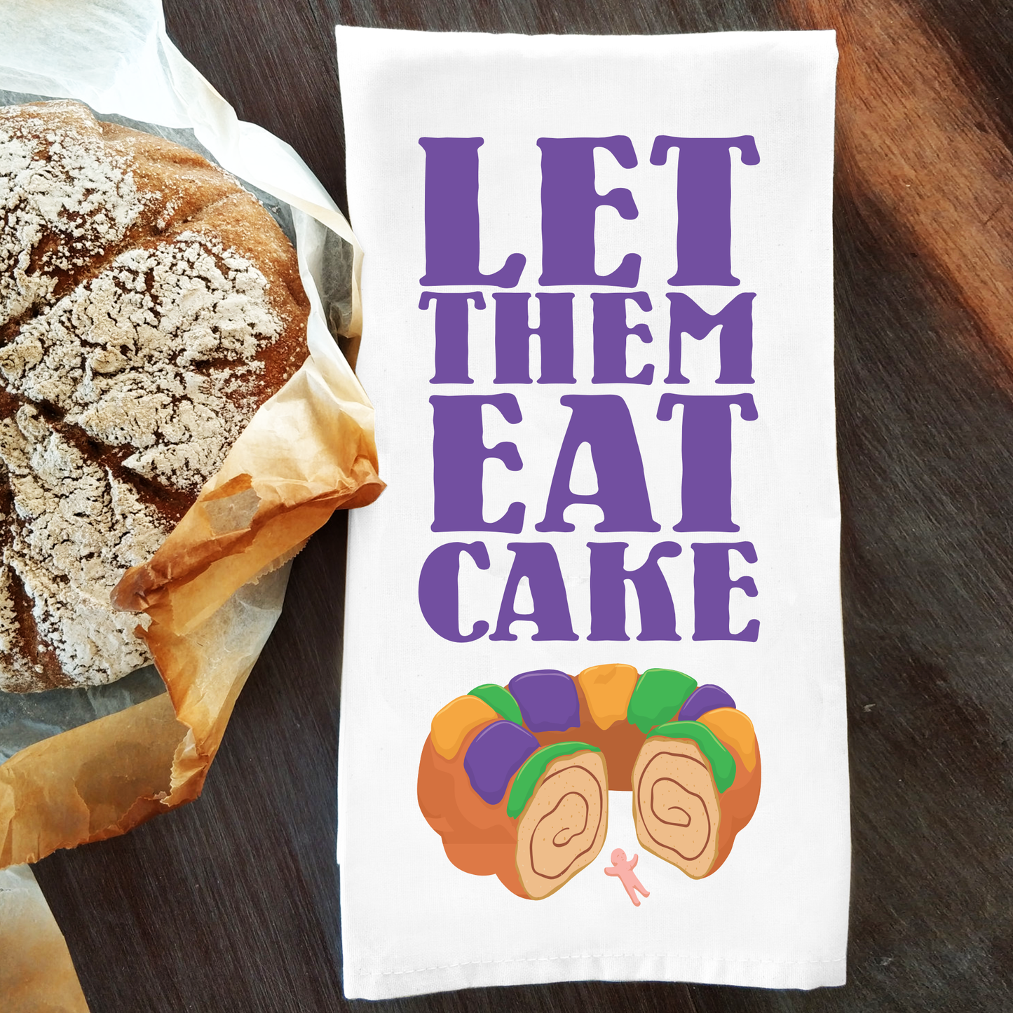 Let Them Eat Cake | King Cake | Mardi Gras | Dishtowel