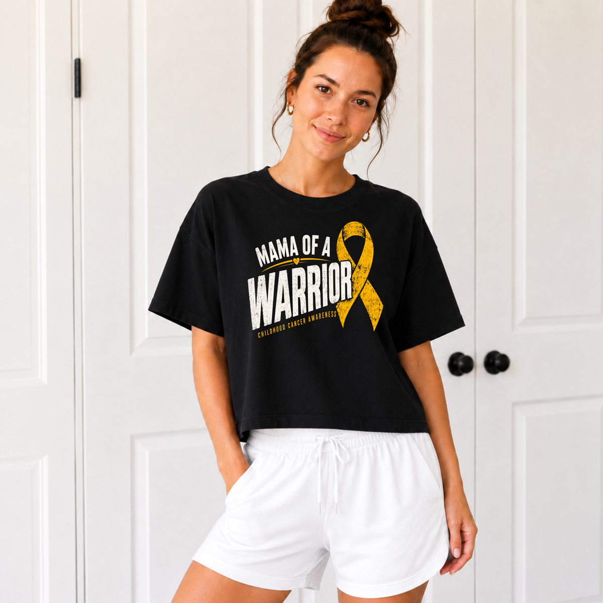 Mama of a Warrior Childhood Cancer Awareness Boxy Tee
