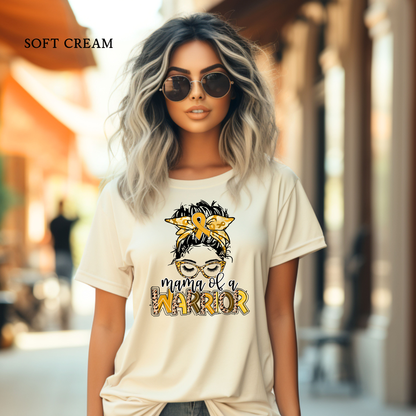 Mama of a Warrior | Childhood Cancer Awareness | Go Gold | Cancer Survivor | Crew Neck Adult Tee