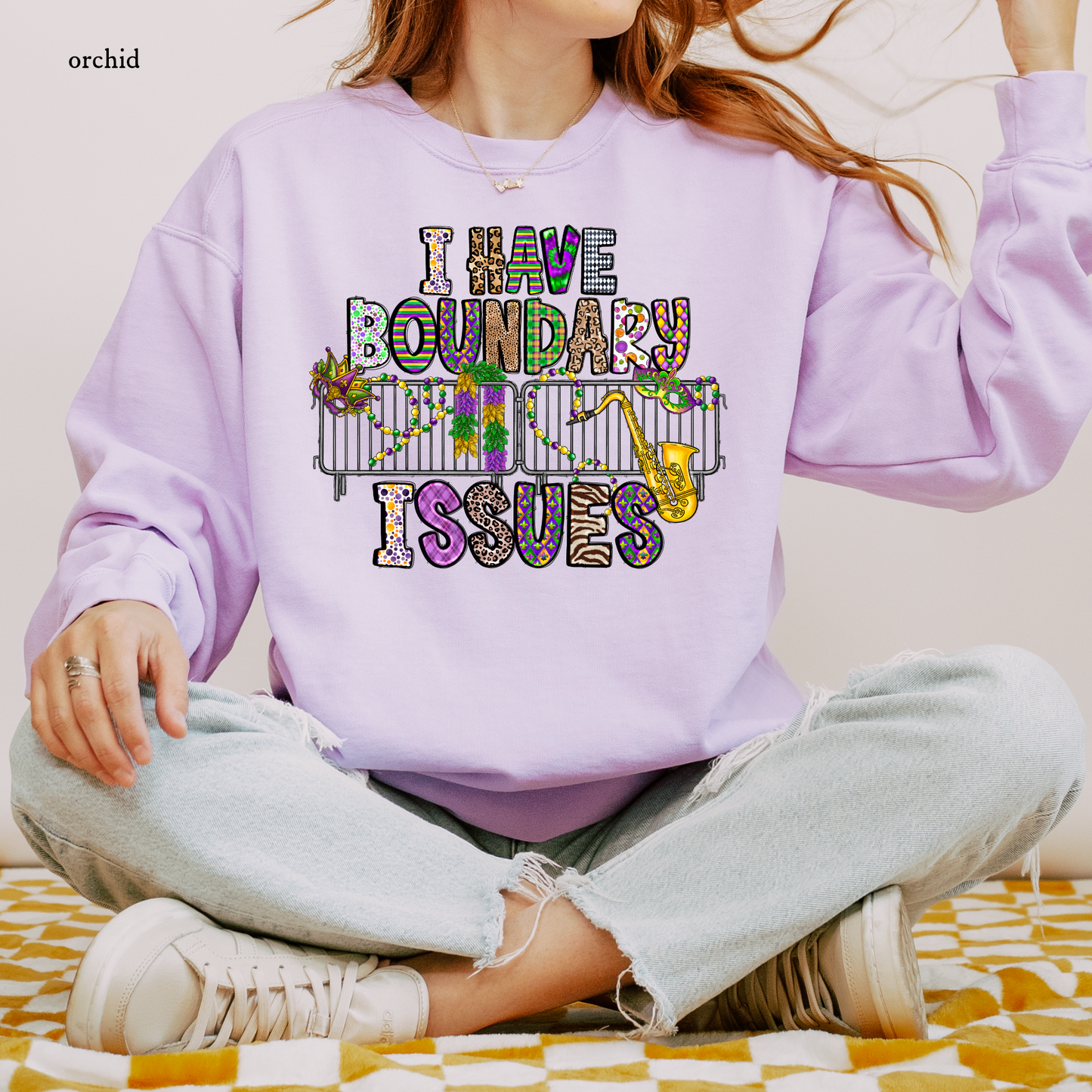 Boundary Issues | Mardi Gras | Comfort Colors Sweatshirt