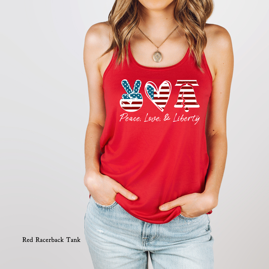 Peace Love Liberty | 4th of July | Patriotic | Racerback Tank