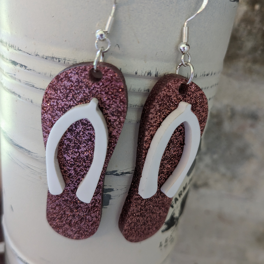 Flip Flop | Acrylic Dangle Earrings | Summertime | Vaca