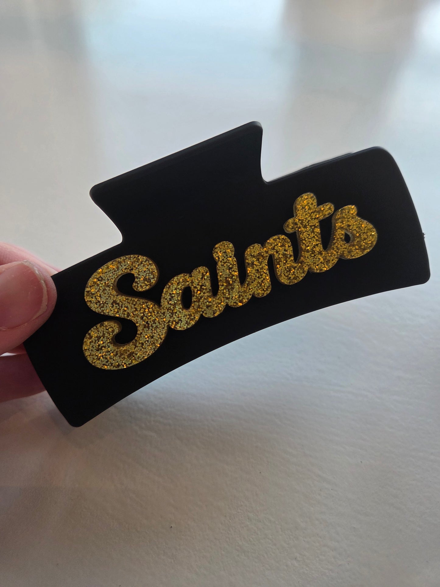 Saints Black & Gold 2-sided Acrylic Claw Clip