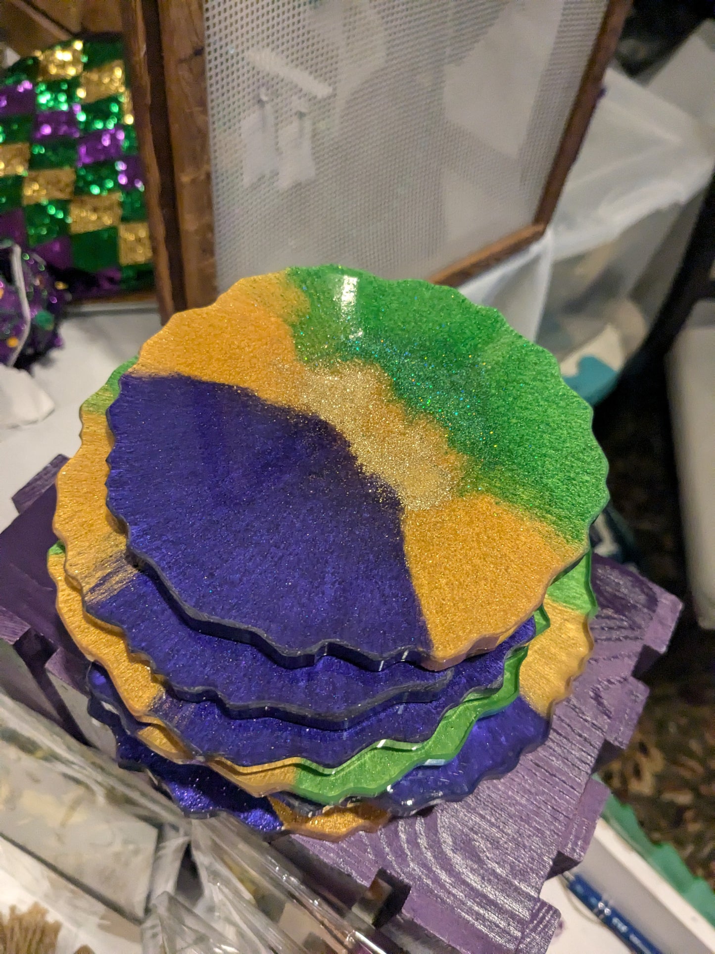 Mardi Gras | New Orleans | Colorful Handmade Coasters