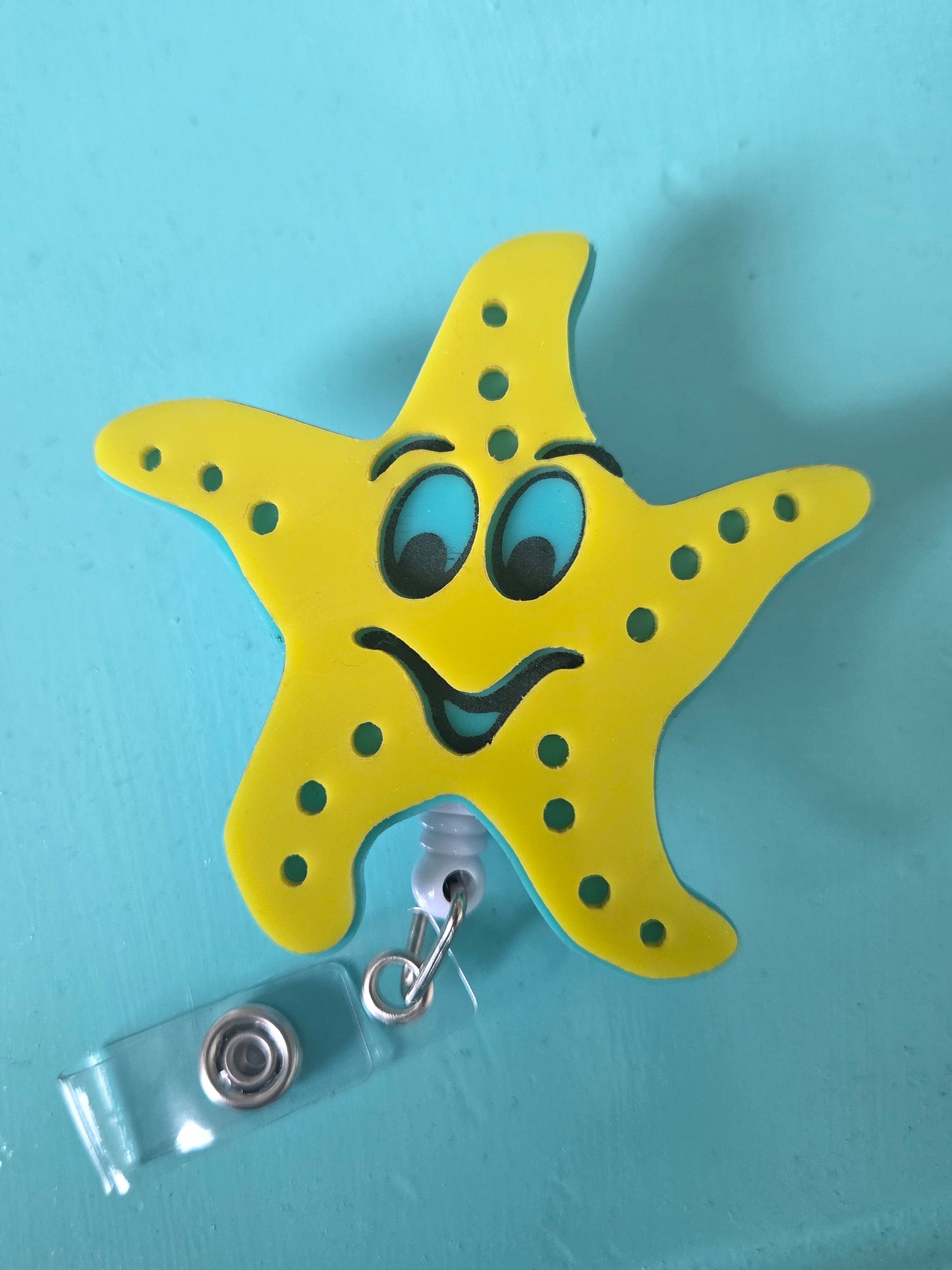 Marigny Elementary Starfish Acrylic Retractable Badge Reel