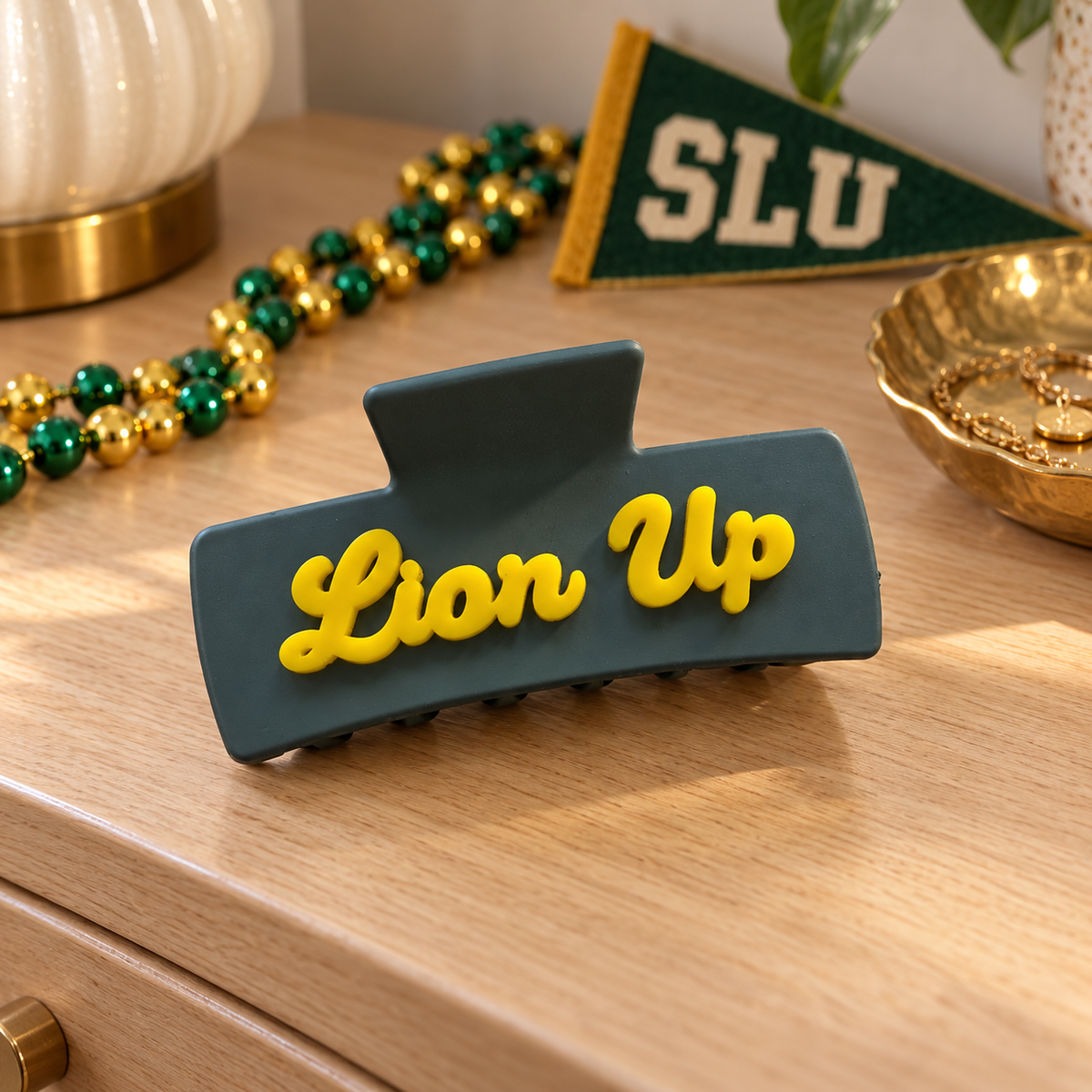 SLU Lion Up Green Claw Clip