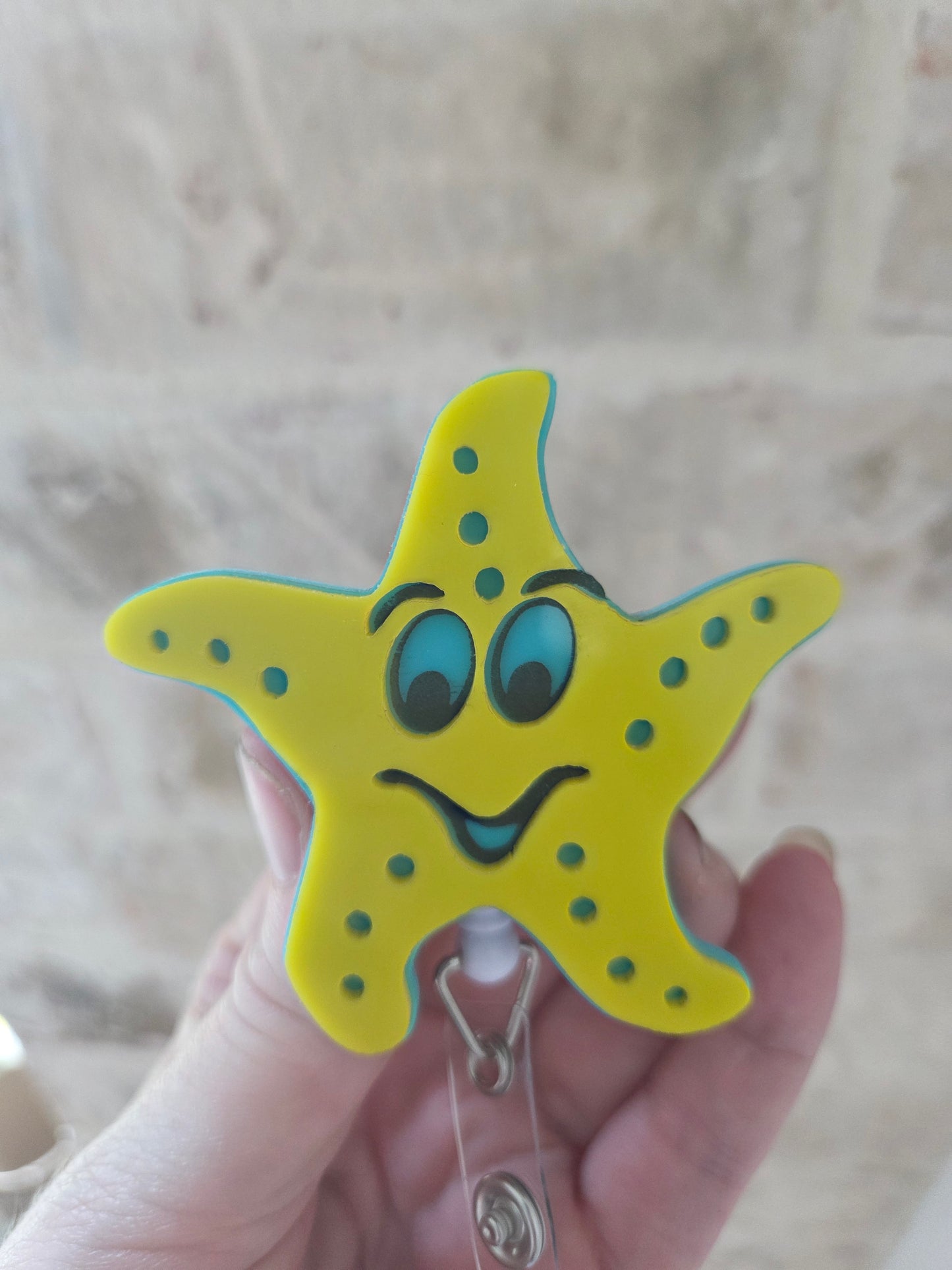 Marigny Elementary Starfish Acrylic Retractable Badge Reel