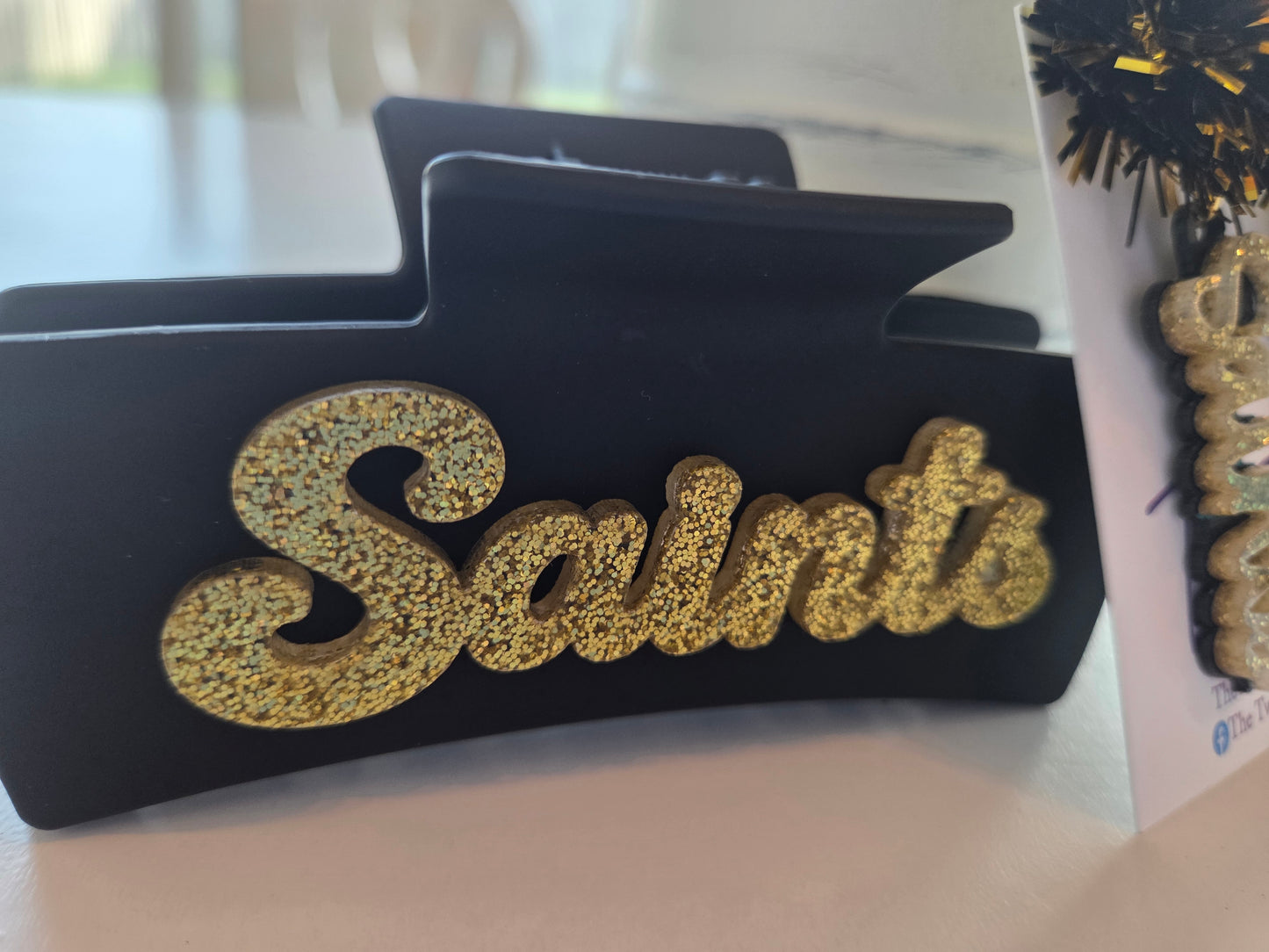 Saints Black & Gold 2-sided Acrylic Claw Clip