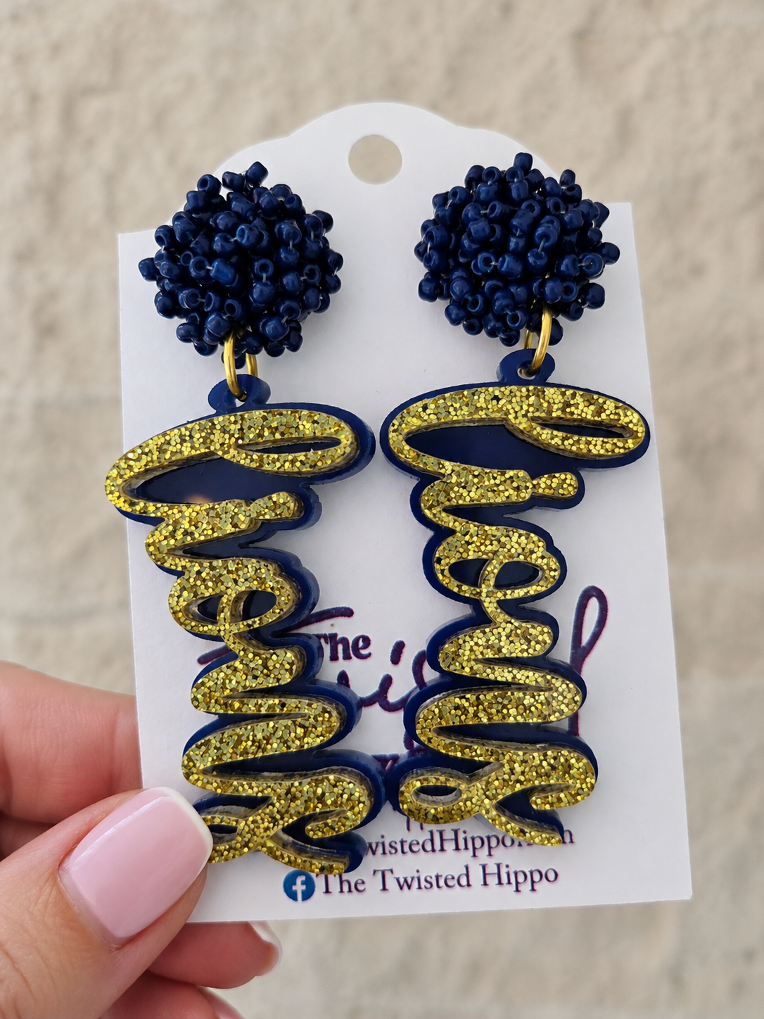 Lions | Covington High | Game Day | Dangle Acrylic Handmade Earrings | Beaded Topper