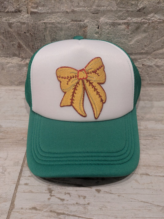 Coquette Bow SOFTBALL Patch Trucker Mesh Hats | ALL COLORS