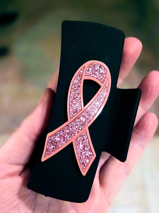 Breast Cancer Awareness Ribbon Hair Claw Clip