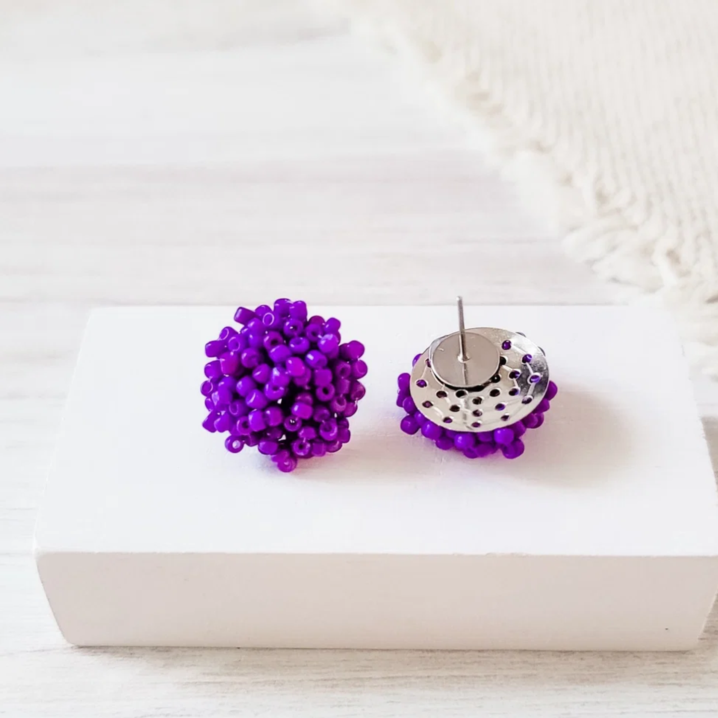 Royal Purple 15mm Small Seed Bead Topper, 1 Pair, Seed Bead