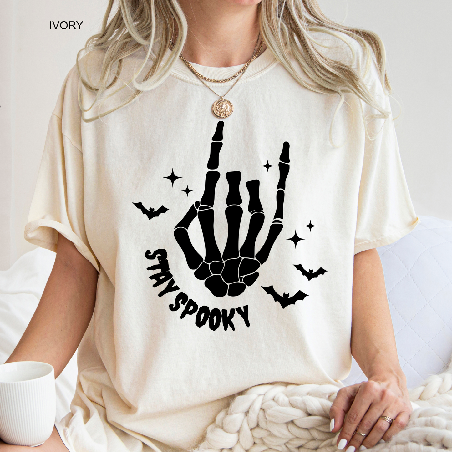 Stay Spooky | Skeleton Hand | Bats | Halloween | Fall | Unisex T-shirt