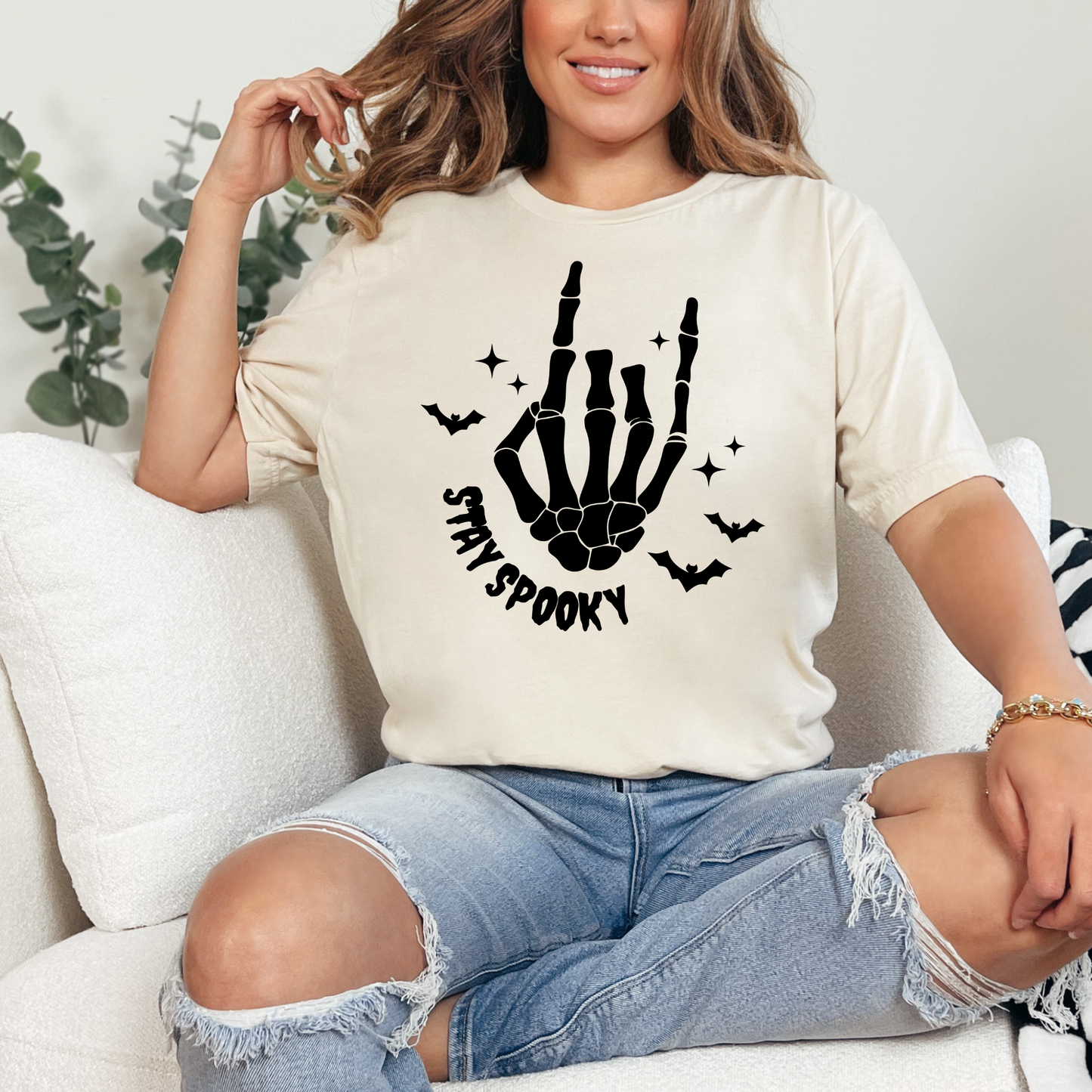 Stay Spooky | Skeleton Hand | Bats | Halloween | Fall | Unisex T-shirt