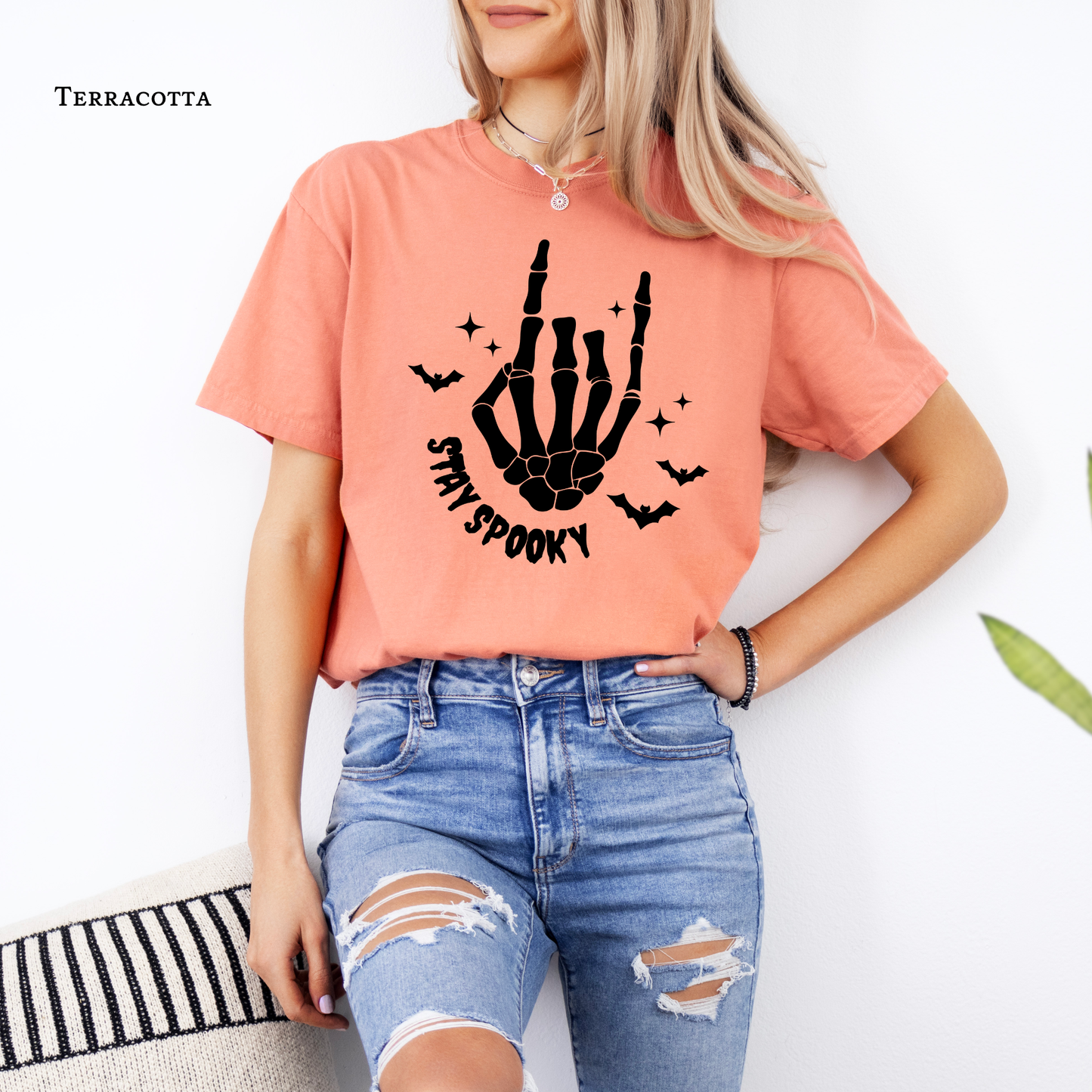 Stay Spooky | Skeleton Hand | Bats | Halloween | Fall | Unisex T-shirt