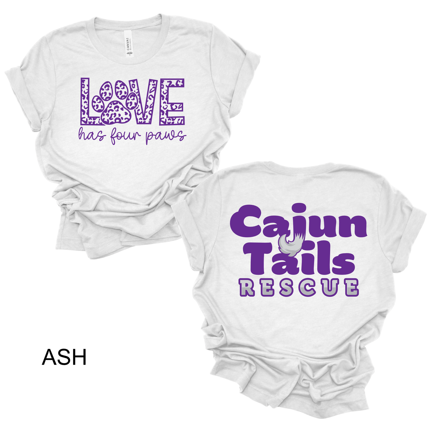 Love has Four Paws - Cajun Tails Rescue Logo Back