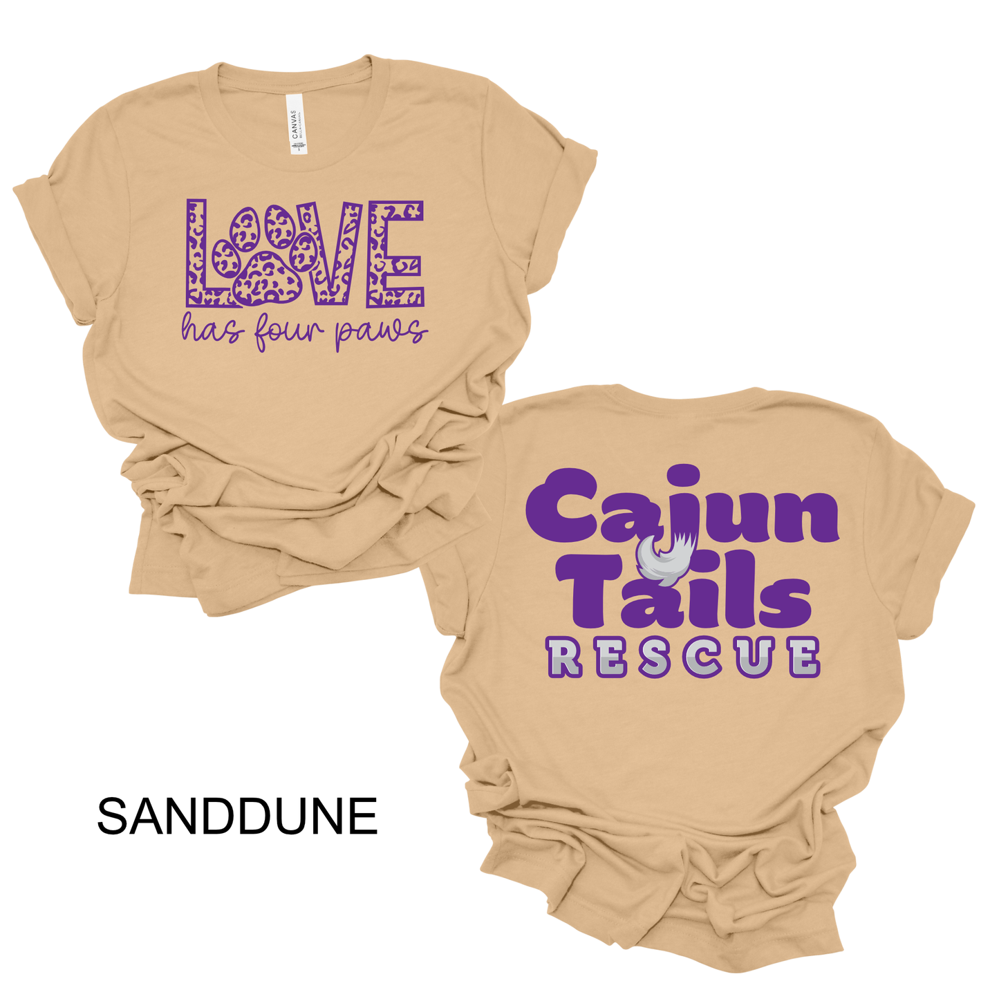 Love has Four Paws - Cajun Tails Rescue Logo Back