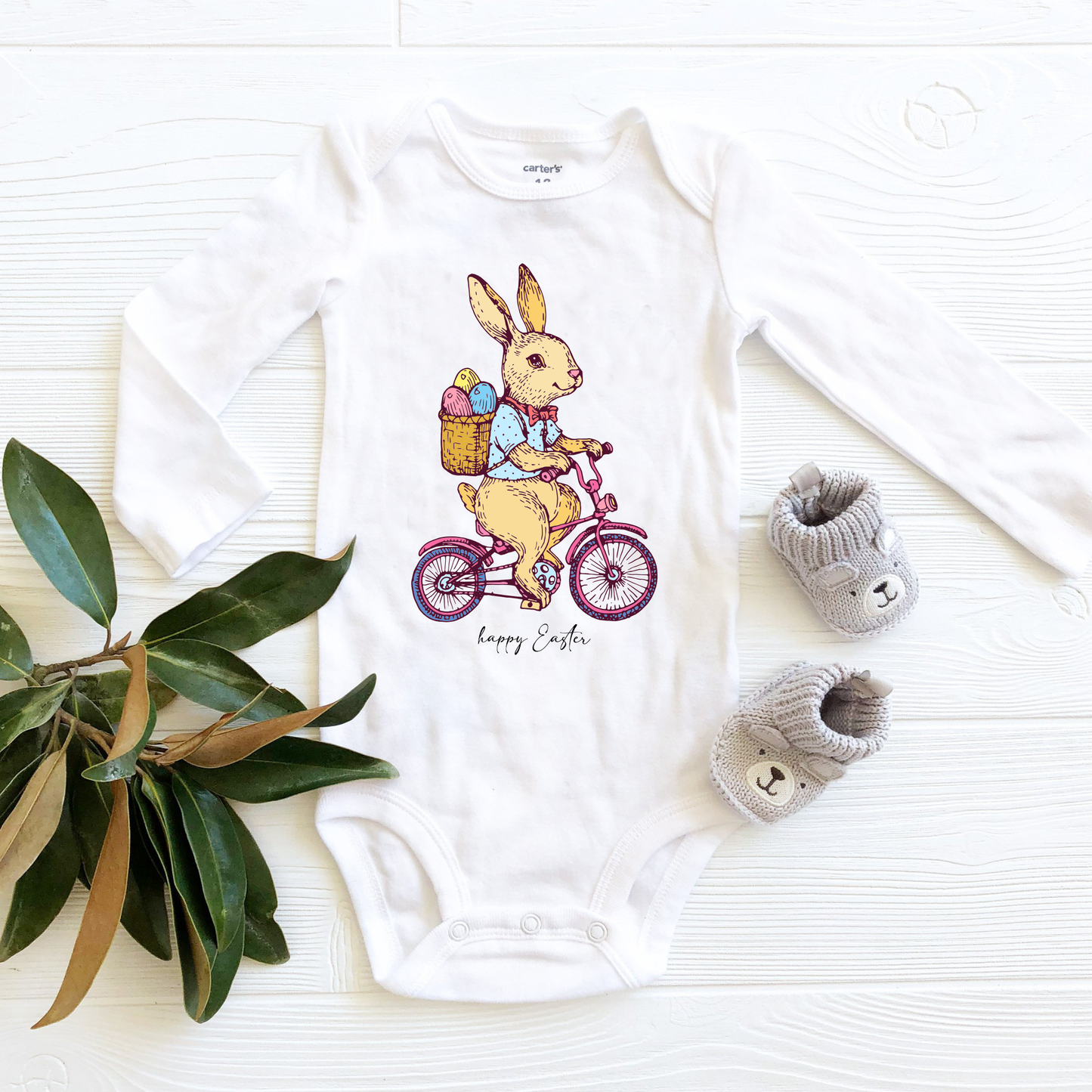 Bunny on Vintage Bike | Easter | Infant Bodysuit | Baby