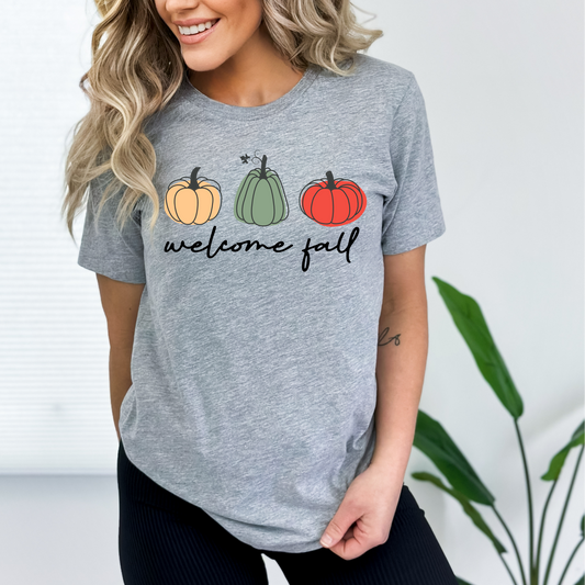Welcome Fall with Pumpkins - Fall Graphic Tee