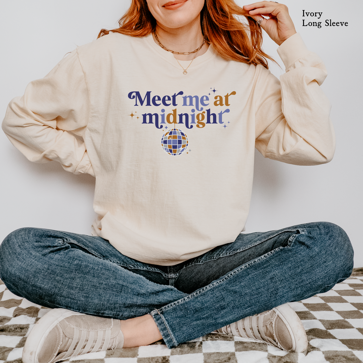 Meet Me at Midnight | New Year's Eve | Christmas Comfort Color Long Sleeve Graphic Tees